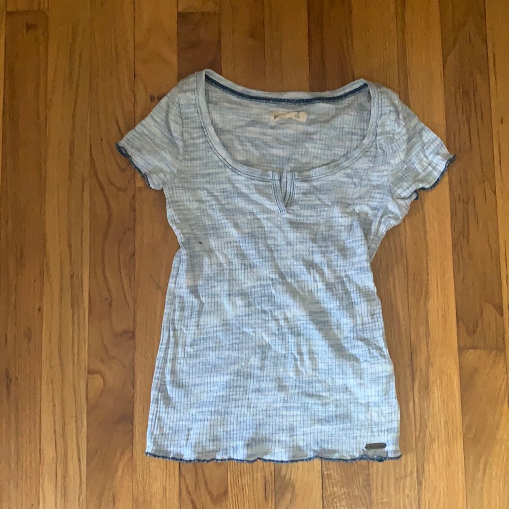 Short Sleeve Tye Dye Blue Ribbed